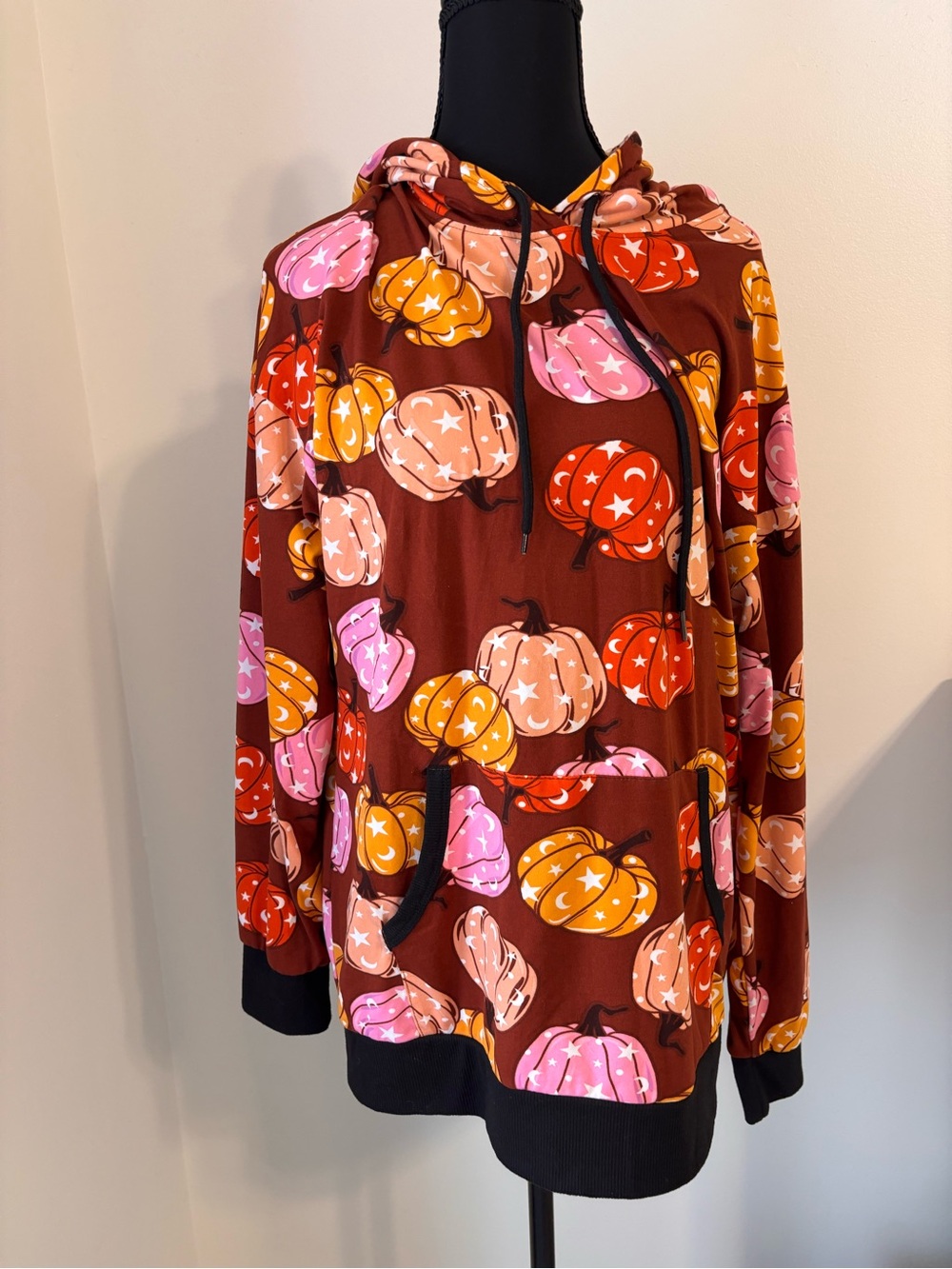 Lildy Super Soft Hoodie size s/m Burgundy Brown Halloween Pumpkins Fall Comfy